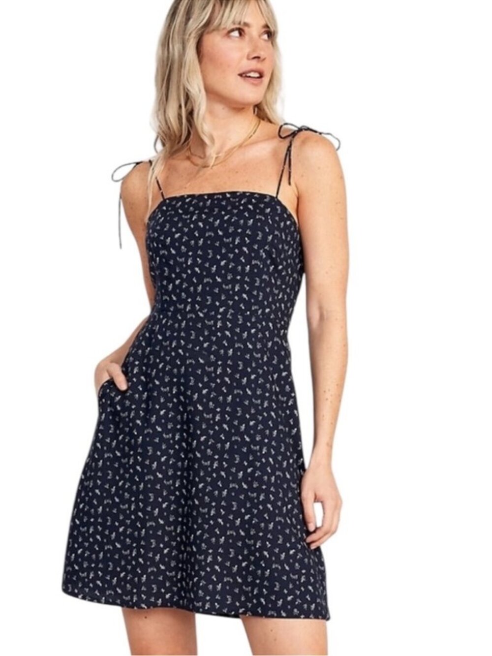 Old Navy Fit & Flare Printed Tie-Shoulder Dress